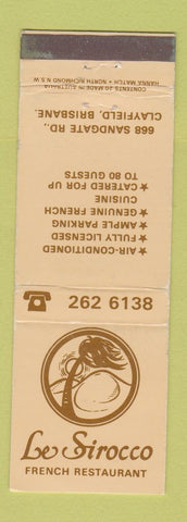 Matchbook Cover - Le Sirocco French Restaurant Brisbane Clayfield Australia