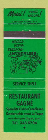 Matchbook Cover - Restaurant Gagne Shell oil gas QC