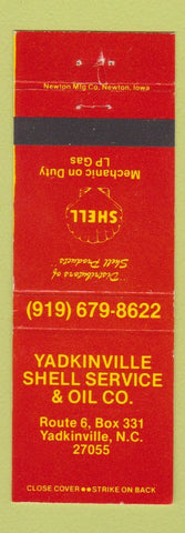 Matchbook Cover - Shell oil gas Yadkinville NC