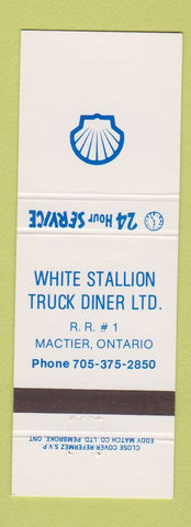Matchbook Cover - Shell oil gas White Stallion Truck Diner Mactier ON