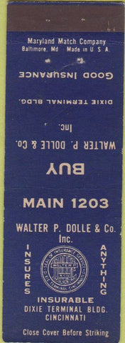 Matchbook Cover - Walter Dolle Insurance Cincinatti OH
