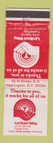Matchbook Cover - United Way Washington DC DD Bean WEAR