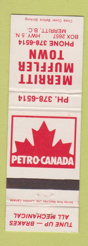 Matchbook Cover - Petro Canada oil gas Merritt Muffler Town BC WEAR