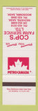Matchbook Cover - Petro Canada oil gas Cop's Service Moosomin SK SAMPLE CREASED