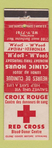 Matchbook Cover - Red Cross Montreal QC Blood Donor Centre WEAR