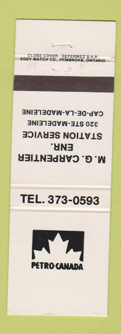 Matchbook Cover - Petro Canada oil gas MG Carpentier Cap de la Madeleine QC