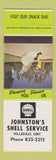 Matchbook Cover - Johnston's Shell oil gas Hillsdale ON GOLF SCENE