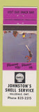 Matchbook Cover - Johnston's Shell oil gas Hillsdale ON SKIING SCENE