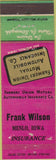 Matchbook Cover - Frank Wilson Menlo IA Farmer's Insurance