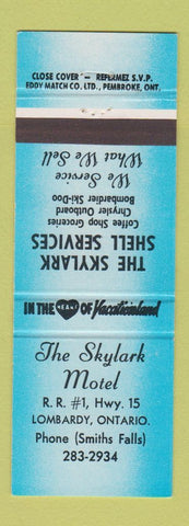 Matchbook Cover - Skylark Motel Shell oil gas Lombardy ON