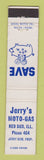 Matchbook Cover - Jerry's Moto Gas oil Red Bud IL pig 12 Strike