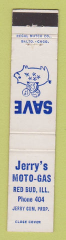 Matchbook Cover - Jerry's Moto Gas oil Red Bud IL pig 12 Strike