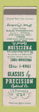 Matchbook Cover - Precision Optical Cleveland OH