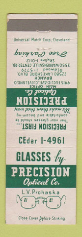 Matchbook Cover - Precision Optical Cleveland OH