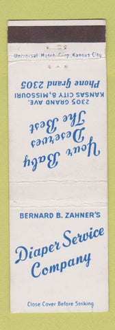 Matchbook Cover - Bernard Zahner's Diaper Service Kansas City MO