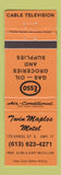 Matchbook Cover - Twin Maples Motel Esso oil gas Canada WEAR ORANGE
