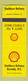 Matchbook Cover - Shell oil gas Shellburn Refinery Burnaby BC WEAR