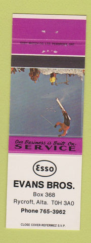 Matchbook Cover - Esso oil gas Evans Bros Rycroft AB