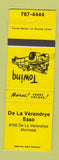 Matchbook Cover - Esso oil gas De LA Verendrye Montreal QC towing WEAR