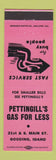 Matchbook Cover - Pettingill's oil gas Gooding ID