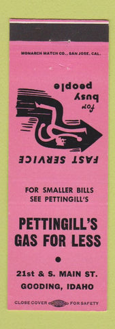 Matchbook Cover - Pettingill's oil gas Gooding ID