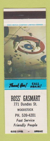 Matchbook Cover - Ross' Gatmart oil gas Woodstock ON WEAR