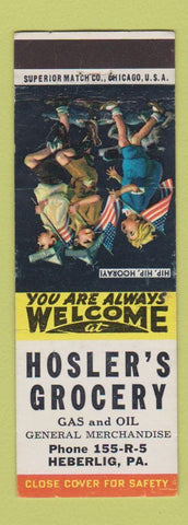 Matchbook Cover - Hosler's Grocery oil gas Heberlig PA