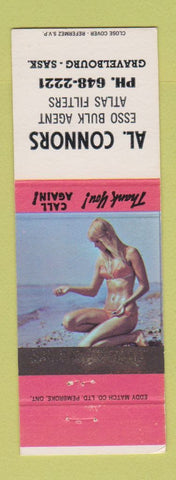 Matchbook Cover - Al Connors Esso oil gas Gravelbourg SK pinup