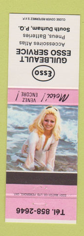 Matchbook Cover - Esso oil gas Guilbeault South Durham QC pinup