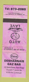 Matchbook Cover - Esso oil gas Desharnais Gaz Bar Pont Rouge QC PURPLE