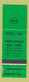 Matchbook Cover - Esso oil gas Desharnais Gaz Bar Pont Rouge QC GREEN WORN