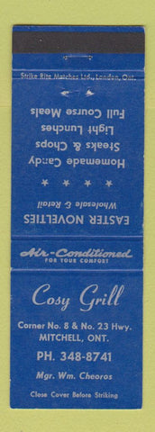 Matchbook Cover - Cosy Grill Mitchell ON Easter Novelties