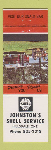 Matchbook Cover - Johnston's Shell oil gas Hillsdale ON