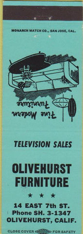 Matchbook Cover - Olivehurst Furniture Olivehurst CA TV