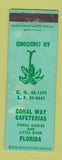 Matchbook Cover - Coral Way Cafeterias Coral Gables Little River FL WORN