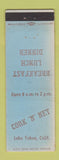 Matchbook Cover - Cork n Net Restaurant Lake Tahoe CA