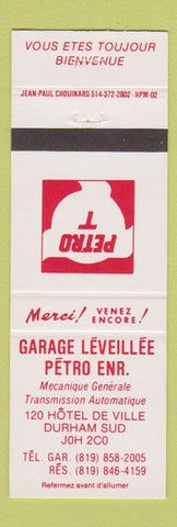 Matchbook Cover - Petro T oil gas Grage Leveillee Durham Sud QC