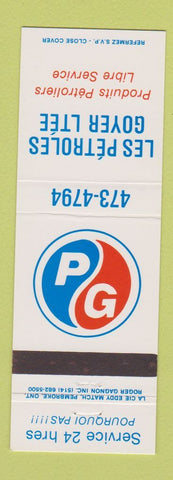 Matchbook Cover - PG Les Petroles Goyer oil gas QC Purquoi Pas St Eustache