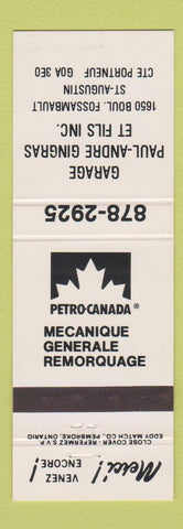Matchbook Cover - Petro Canada oil gas Paul Andre Gingras St Augustin QC
