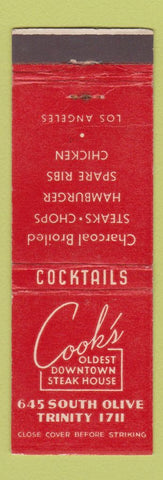 Matchbook Cover - Cook's Steak House Los Angeles CA restaurant