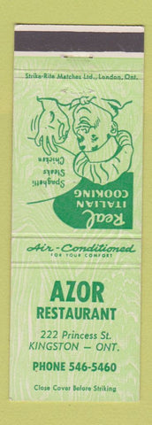 Matchbook Cover - Azor Restaurant Kingston ON