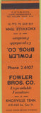 Matchbook Cover - Fowler Bros Furniture Knoxville TN orange