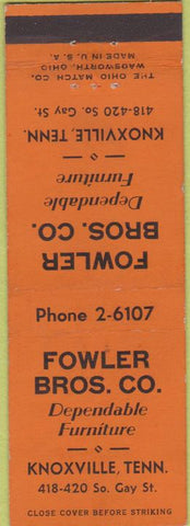 Matchbook Cover - Fowler Bros Furniture Knoxville TN orange
