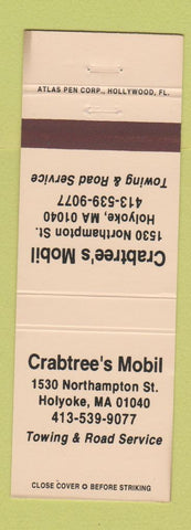 Matchbook Cover - Crabtree's Mobil oil gas Holyoke MA WEAR