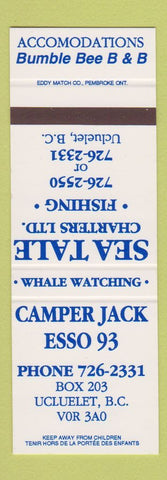 Matchbook Cover - Sea Tale Chargers Fishing Esso oil gas Ucluelet BC SAMPLE