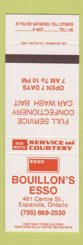 Matchbook Cover - Esso oil gas Bouillon's Espanola ON SAMPLE
