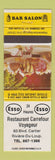 Matchbook Cover Esso oil gas Restaurant Carrefour Voyageur Riviere Du Loup QC #1