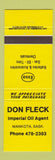 Matchbook Cover - Esso oil gas Don Fleck Mankota SK
