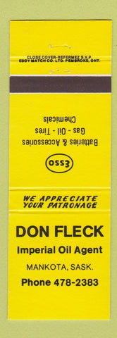 Matchbook Cover - Esso oil gas Don Fleck Mankota SK