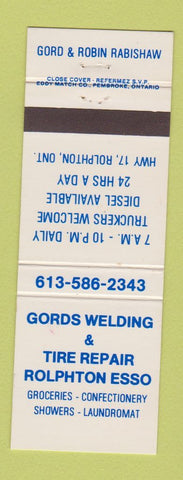 Matchbook Cover - Gord's Welding Tire Esso oil gas Rolphton ON
